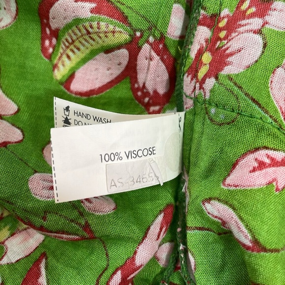 Poupette St Barth Boxer Lulu Shorts Size L Green Floral Pink Fringe Trim EUC - Picture 9 of 11